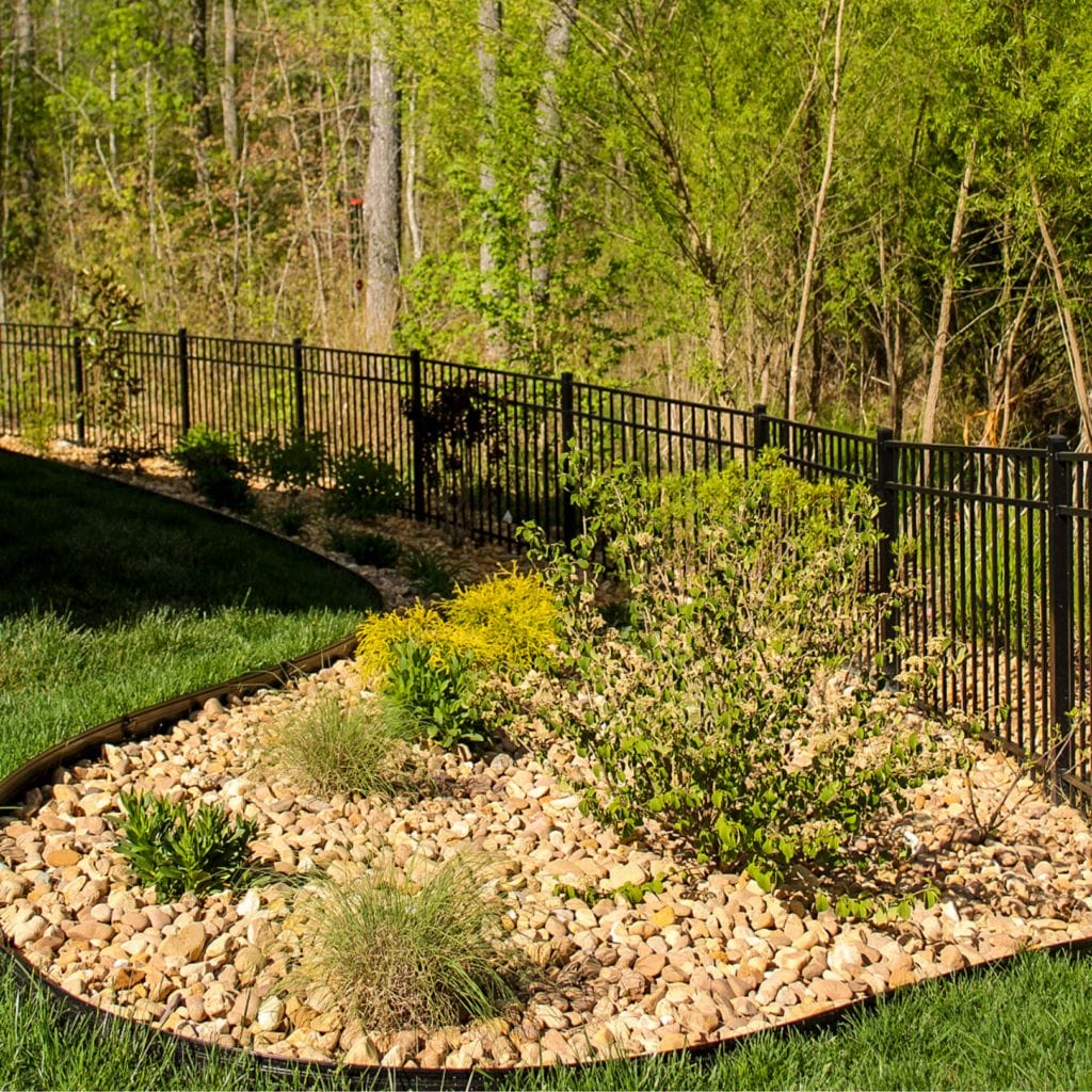 fresh landscaping in rocks to prevent erosion and aid runoff